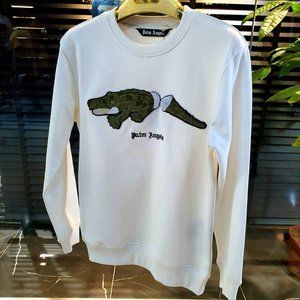 Palm Angels White Cotton Sweatshirt For Men